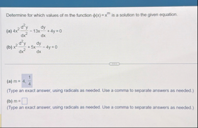 Determine for which values of m the function ( x