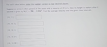 For each value below, enter the fember correct le