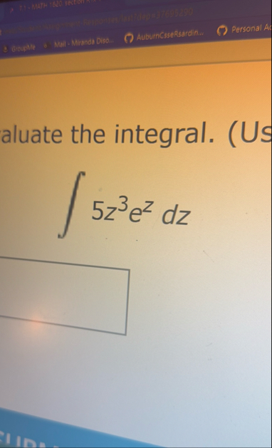 aluate the integral. ( Us 5 z 3 e z d z