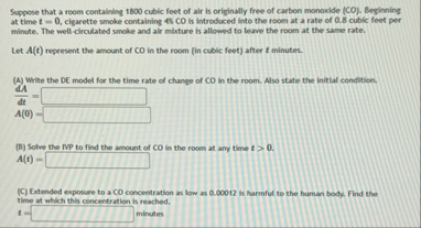 Suppose that a room containing 1 8 0 0 cubic feet
