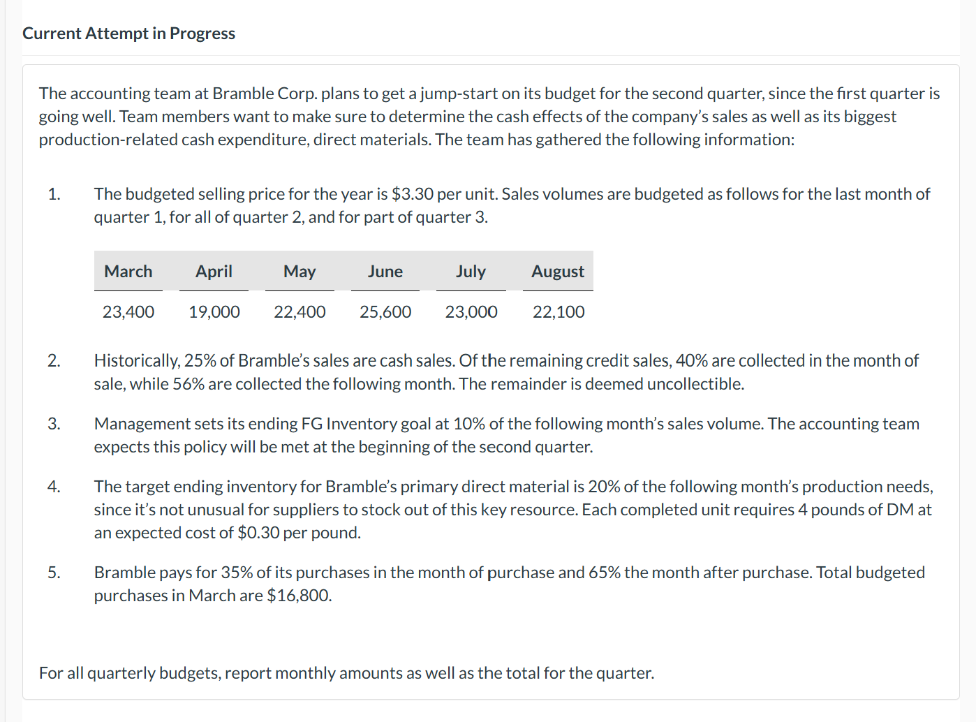 drop down options are: Beginning FG inventory,