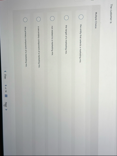 The customer is Multiple Choice the entity that