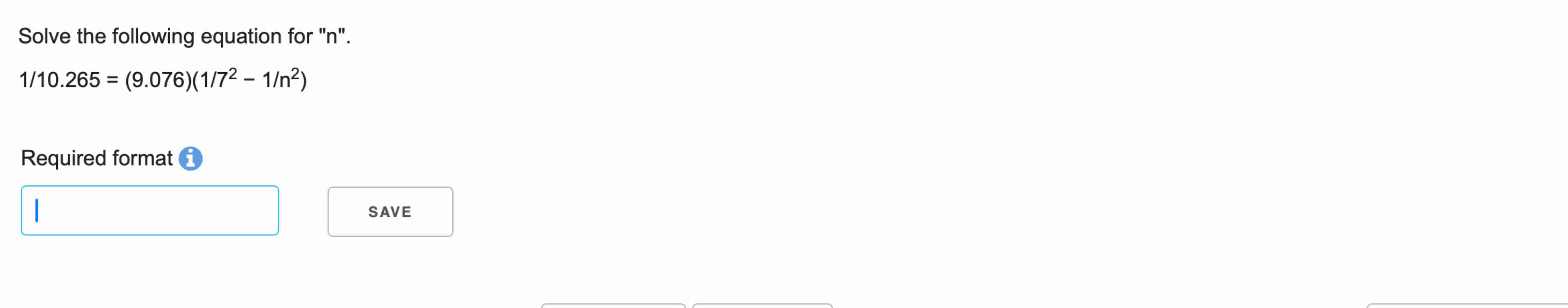 Solve the following equation for " n " . 1 1 0 .