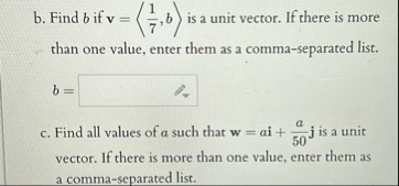 b . Find b if v = ( : 1 7 , b : ) is a unit