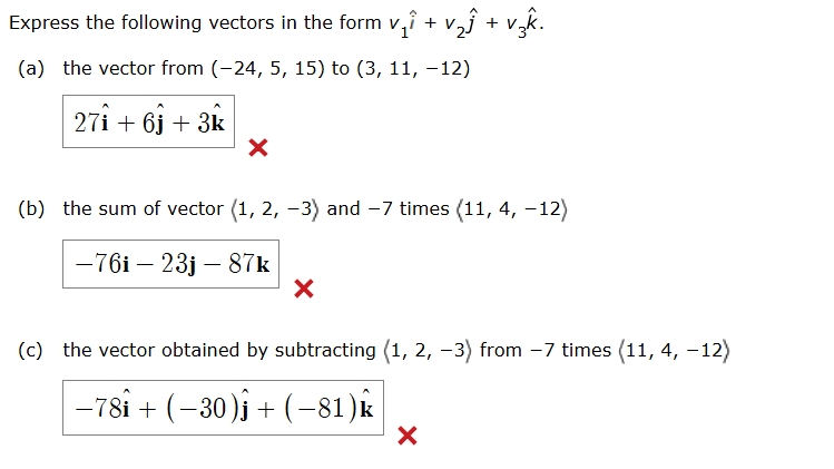 Express the following vectors i n the form v 1