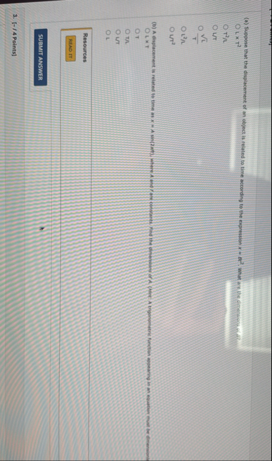 ( a ) Suppose that the displacement of an object