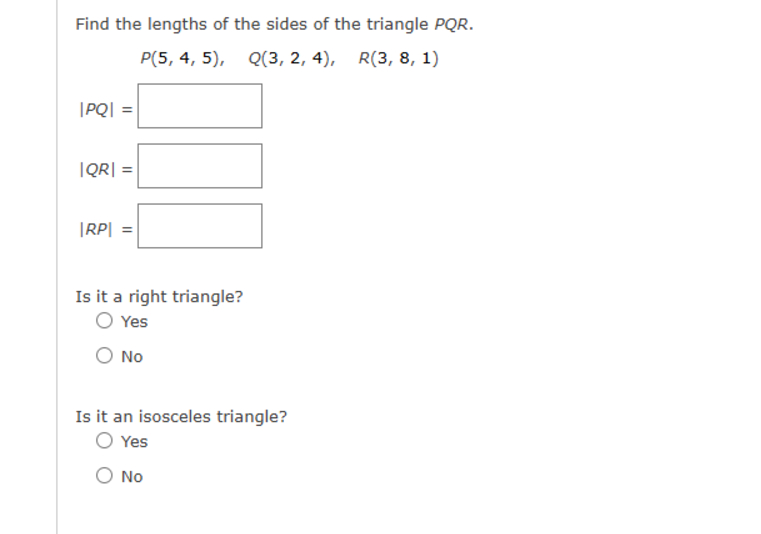Find the lengths o f the sides o f the triangle P