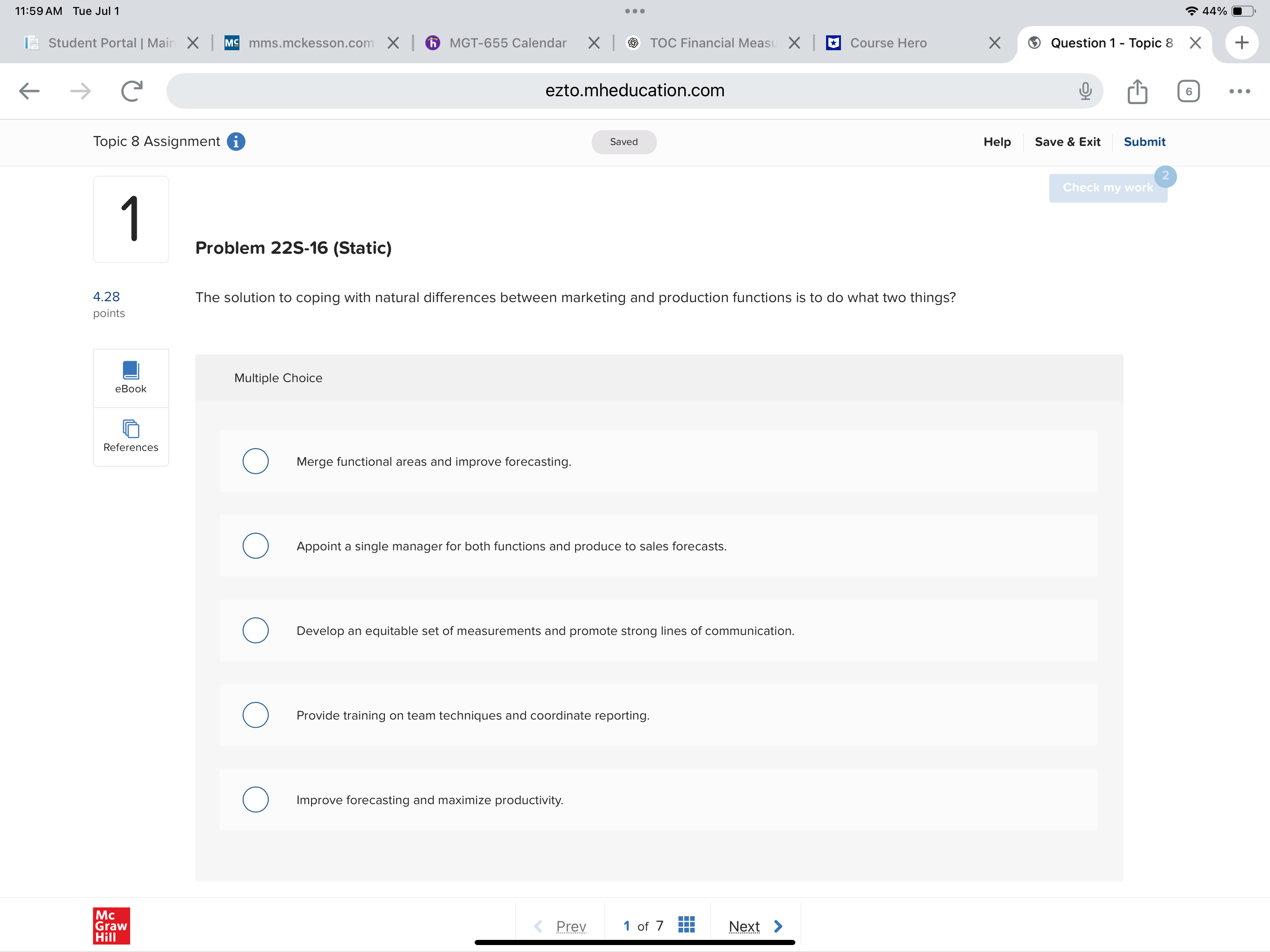 11:59 AM Tue Jul 1 . . . 44% Student Portal |