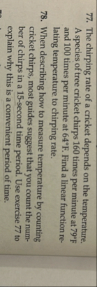 The chirping rate of a cricket depends on the