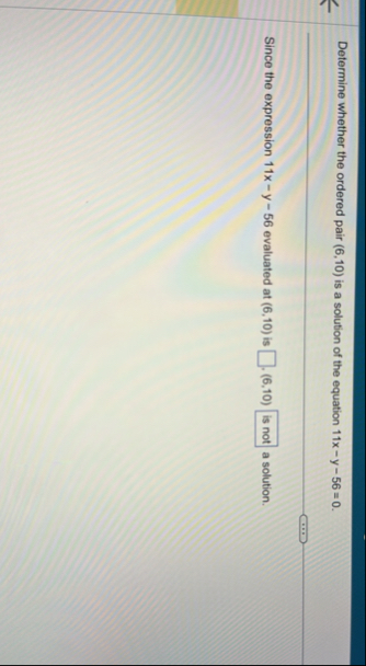 Determine whether the ordered pair ( 6 , 1 0 ) is