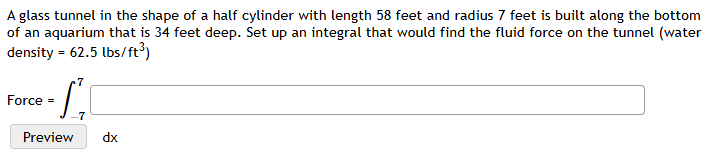 = 6 2 . 5 l b s f t 3 Force = - 7 7 d x