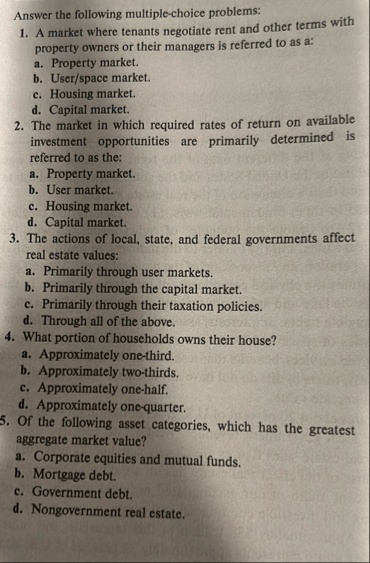 Answer the following multiple - choice problems: