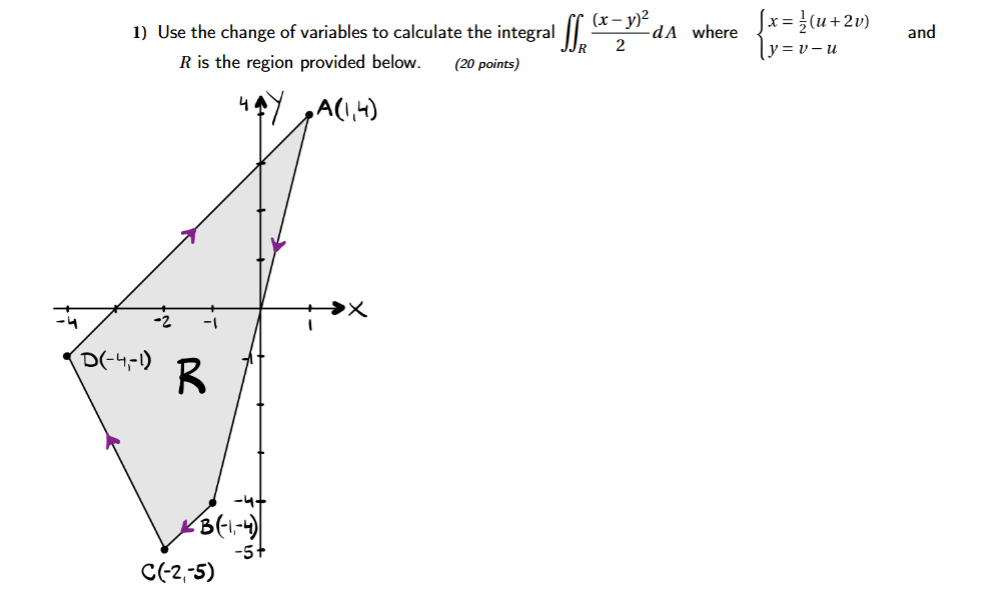 Use the change o f variables t o calculate the