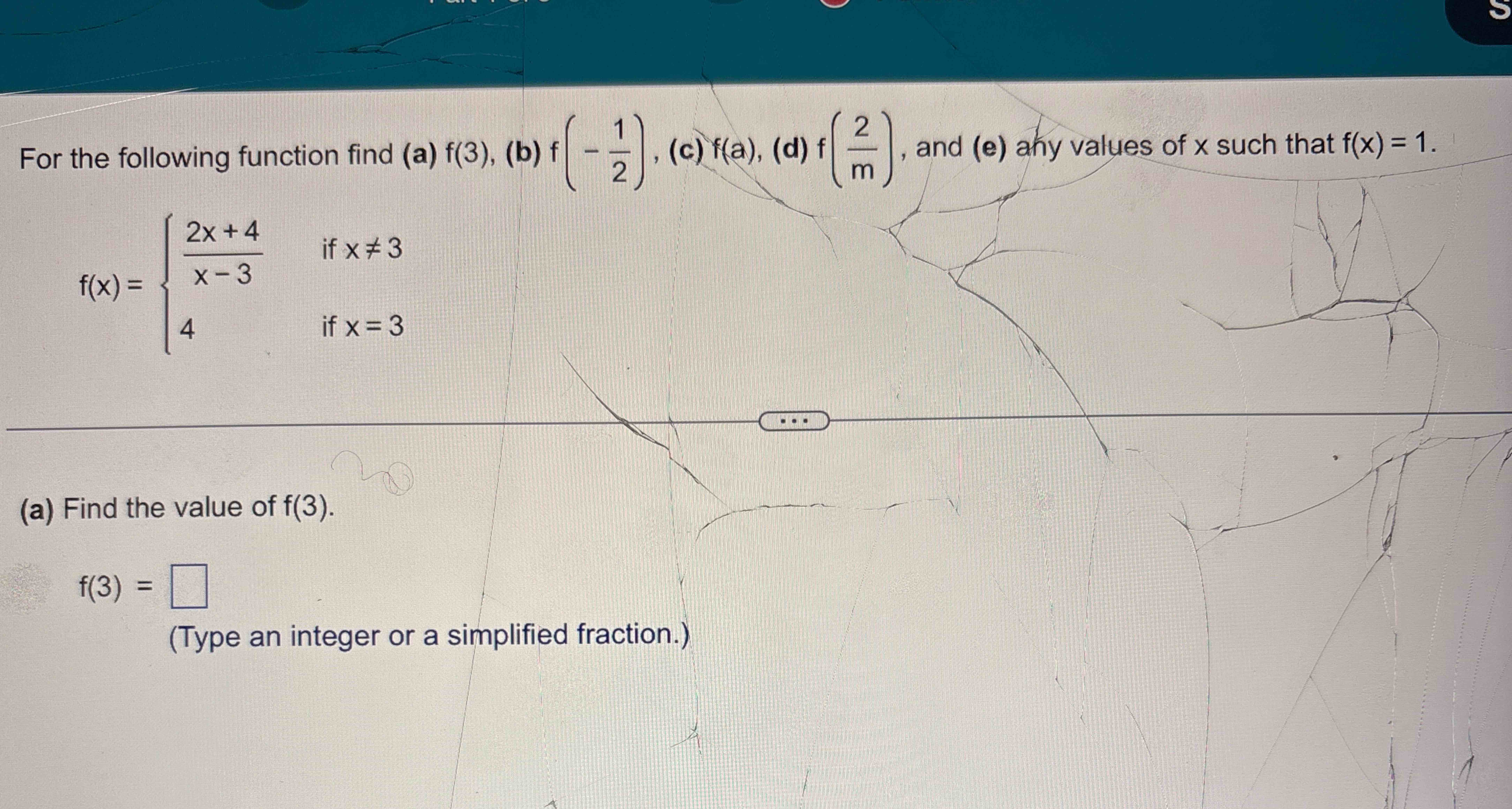 For the following function find ( a ) f ( 3 ) , (