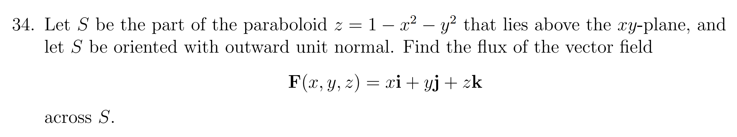 Let S b e the part o f the paraboloid z = 1 - x 2