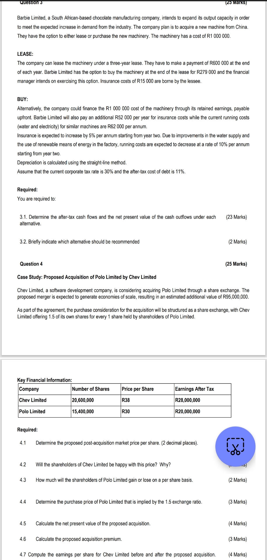 Question 3 ( 2 5 NivarKS ) Barbie Limited, a
