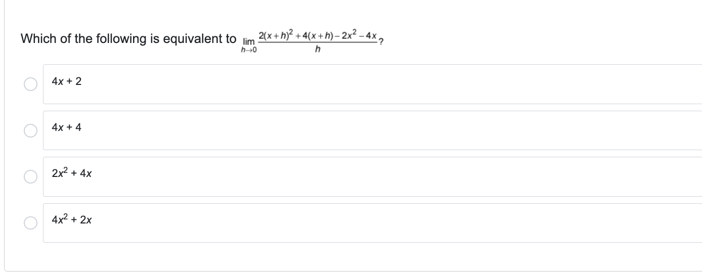 Which o f the following i s equivalent t o lim h