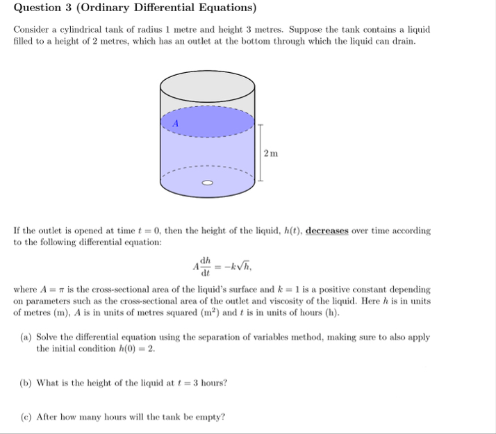 Question 3 ( Ordinary Differential Equations )