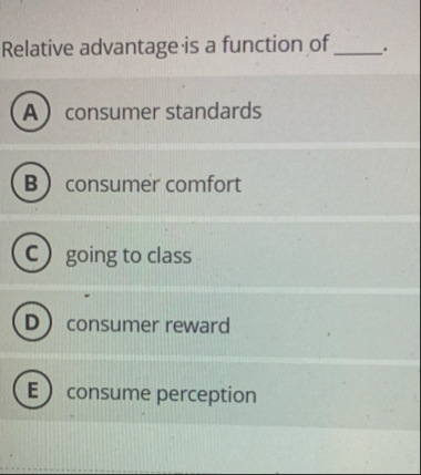Relative advantage is a function of q , consumer