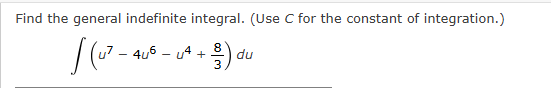 C for the constant of integration. \ int ( u ^ (