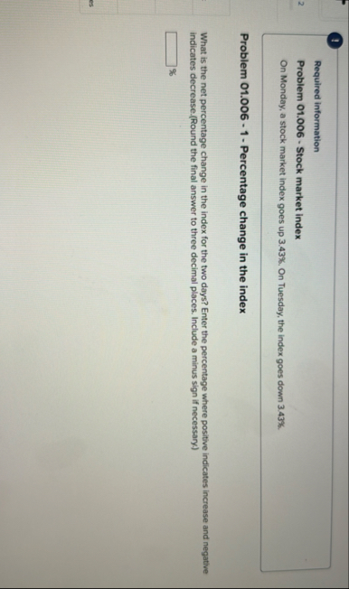 Required information 2 Problem 0 1 . 0 0 6 -