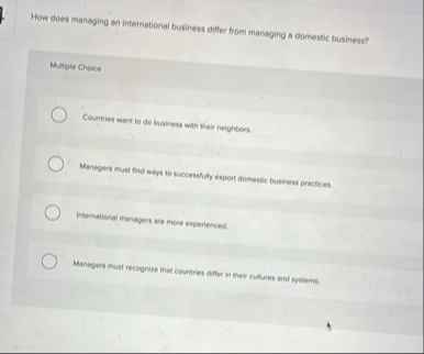 How does managing an international business