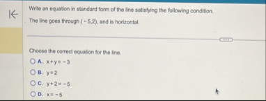 Write an equation in standard form of the line