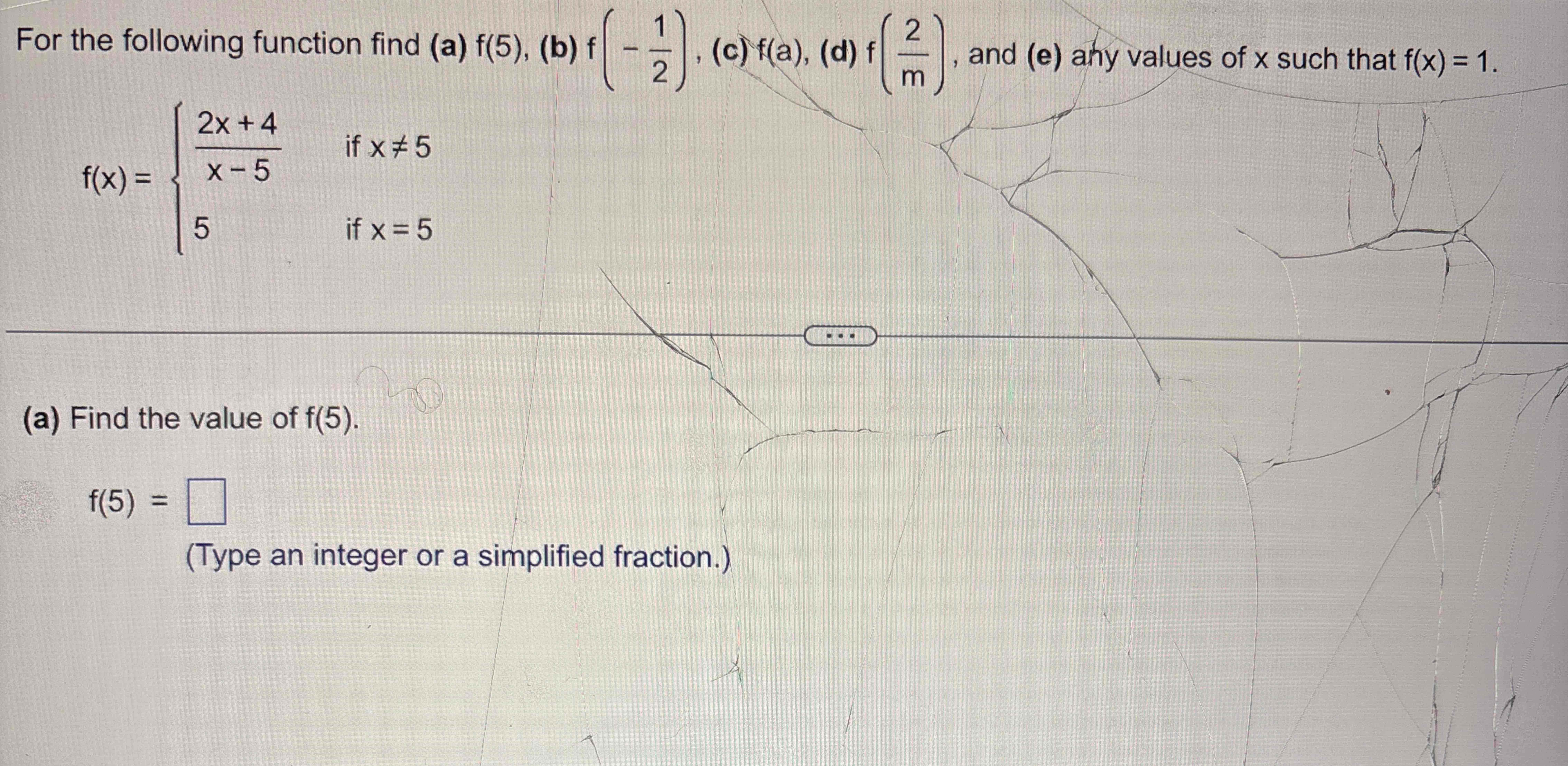 For the following function find ( a ) f ( 5 ) , (