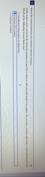 1 3 Match the status / existence of a contract