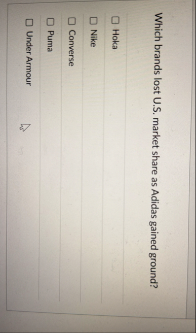 Which brands lost U . S . market share as Adidas