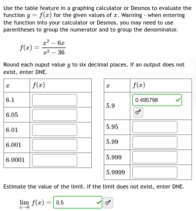 Round each ouput value y t o six decimal places.
