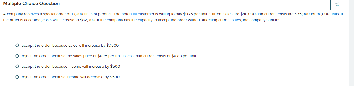 j Multiple Choice Question ep A company receives