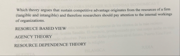 Which theory argues that sustain competitive