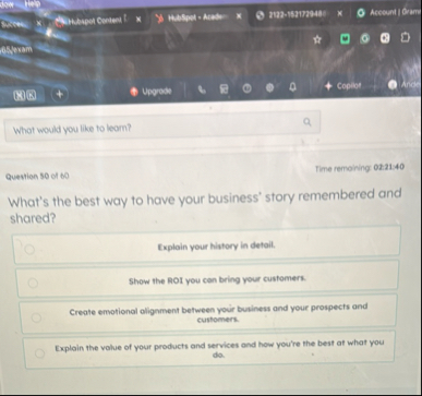 What would you like to leam? Time remoining 0 2 :