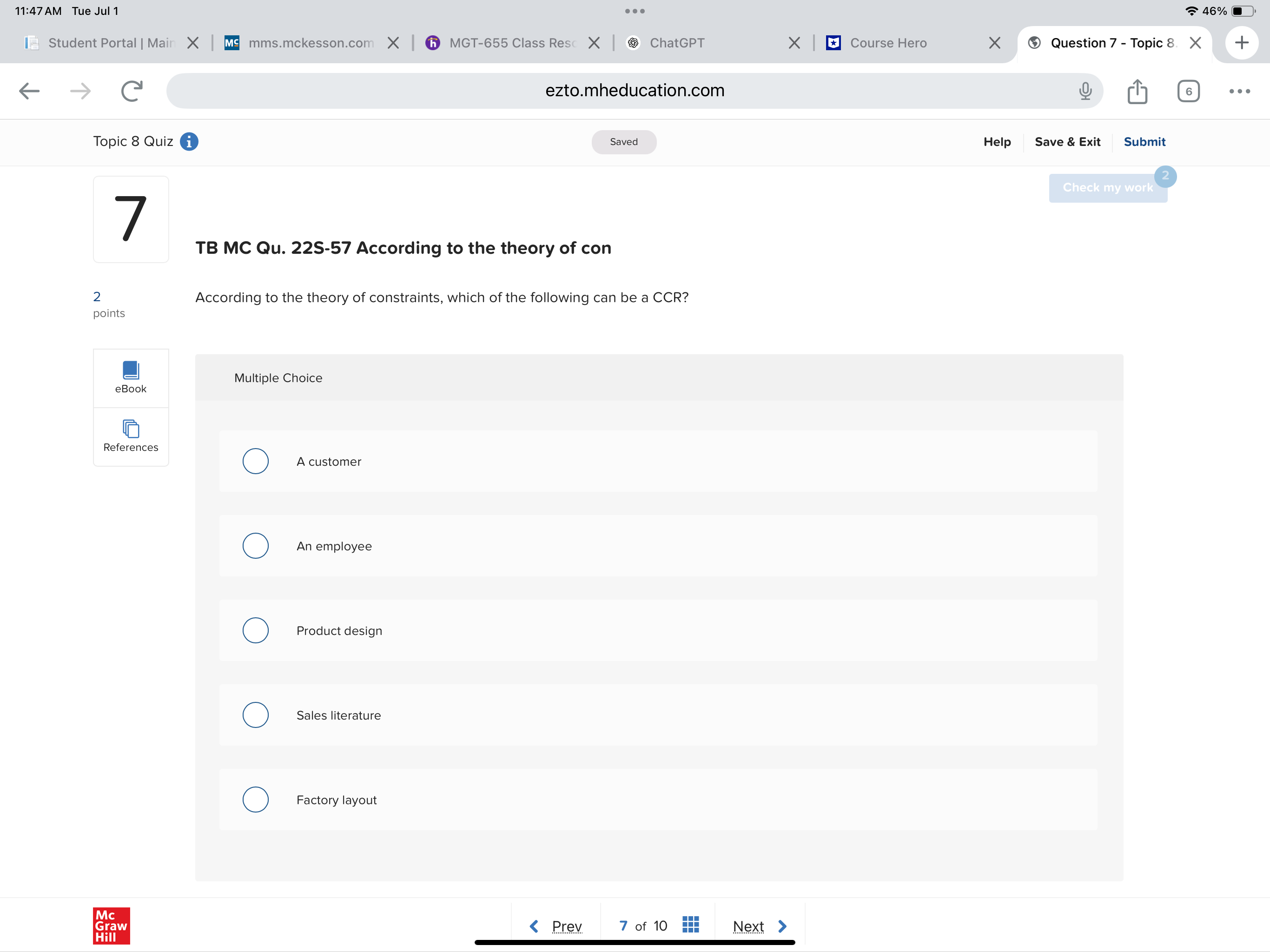 11:47 AM Tue Jul 1 . . . 46% Student Portal |