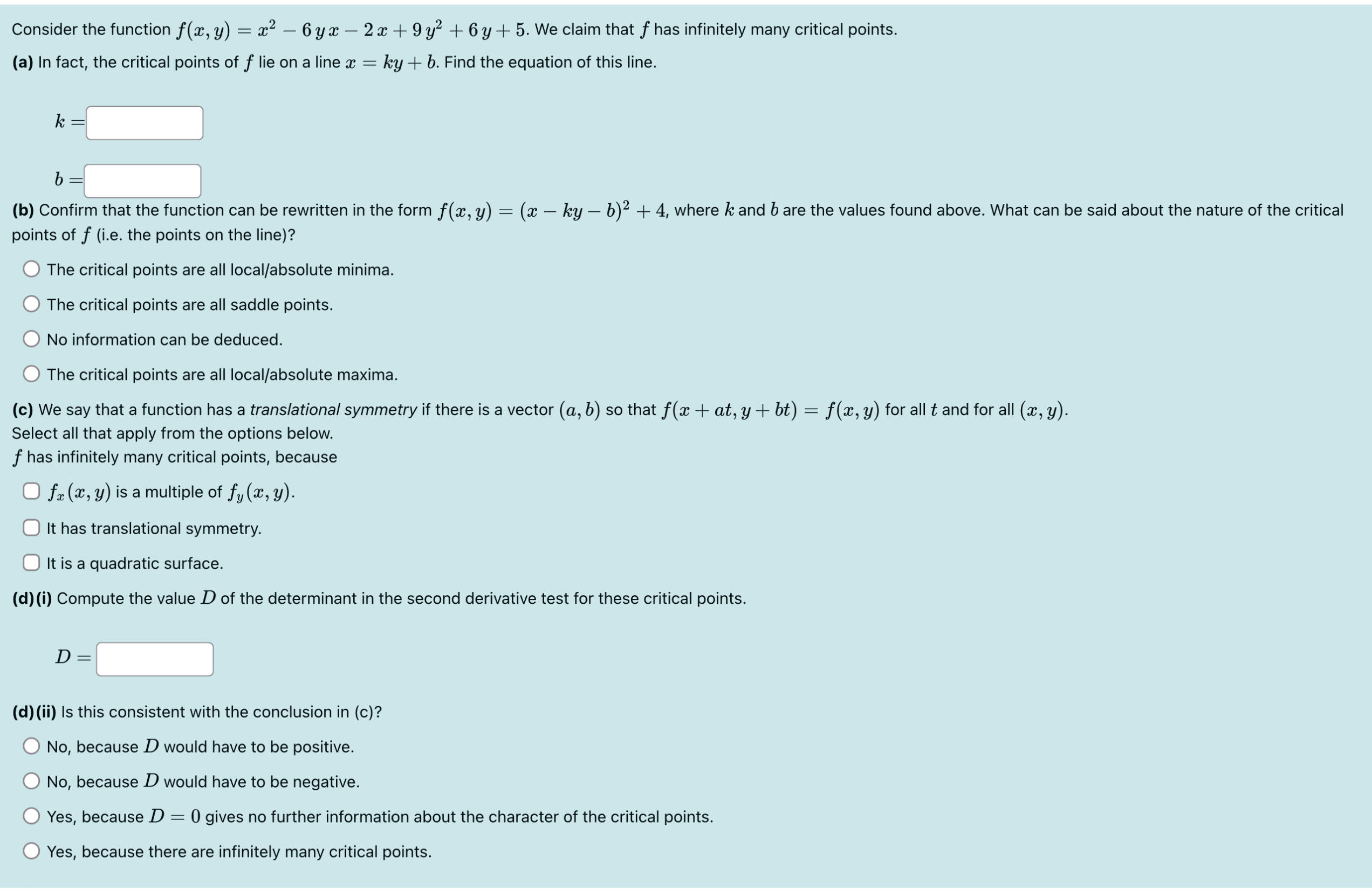 Consider the function f ( x , y ) = x 2 - 6 y x -