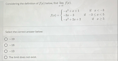 Considering the definition of f ( x ) below, find