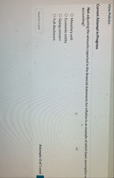 View Policies Current Attempt in Progress Not