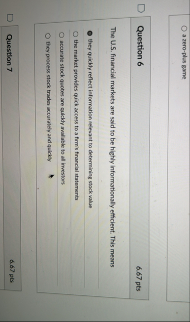 a zero - plus game Question 6 6 . 6 7 pts The U .