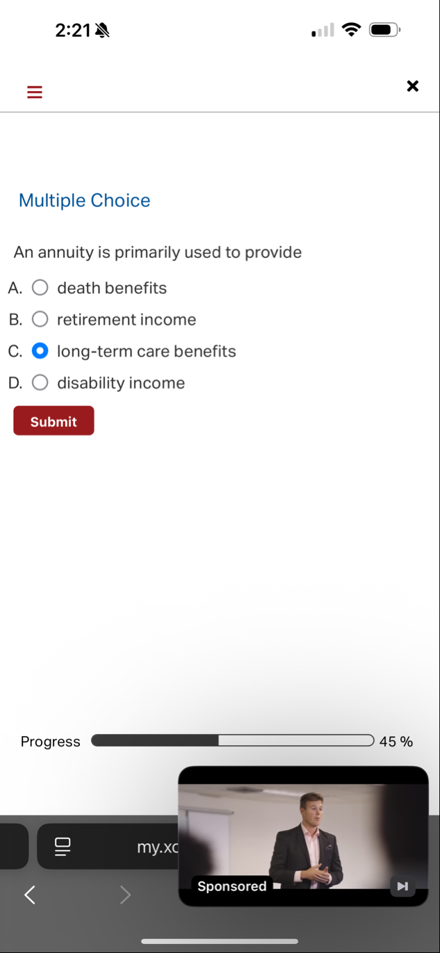 2 : 2 1 Multiple Choice An annuity is primarily