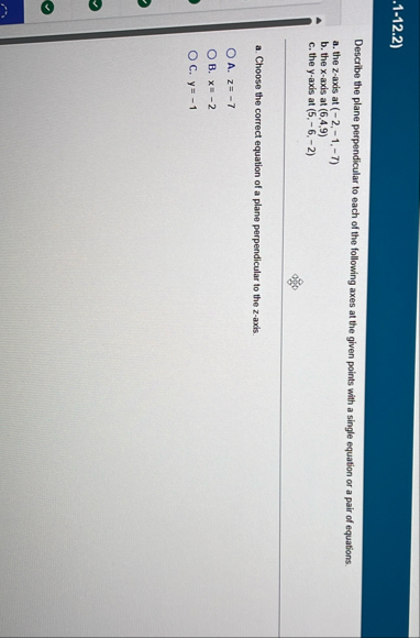 . 1 - 1 2 . 2 ) Describe the plane perpendicular