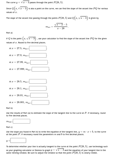 please solve parts a , b and c The curve y = x -