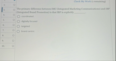 Check My Work ( a remaining ) 2 The primary