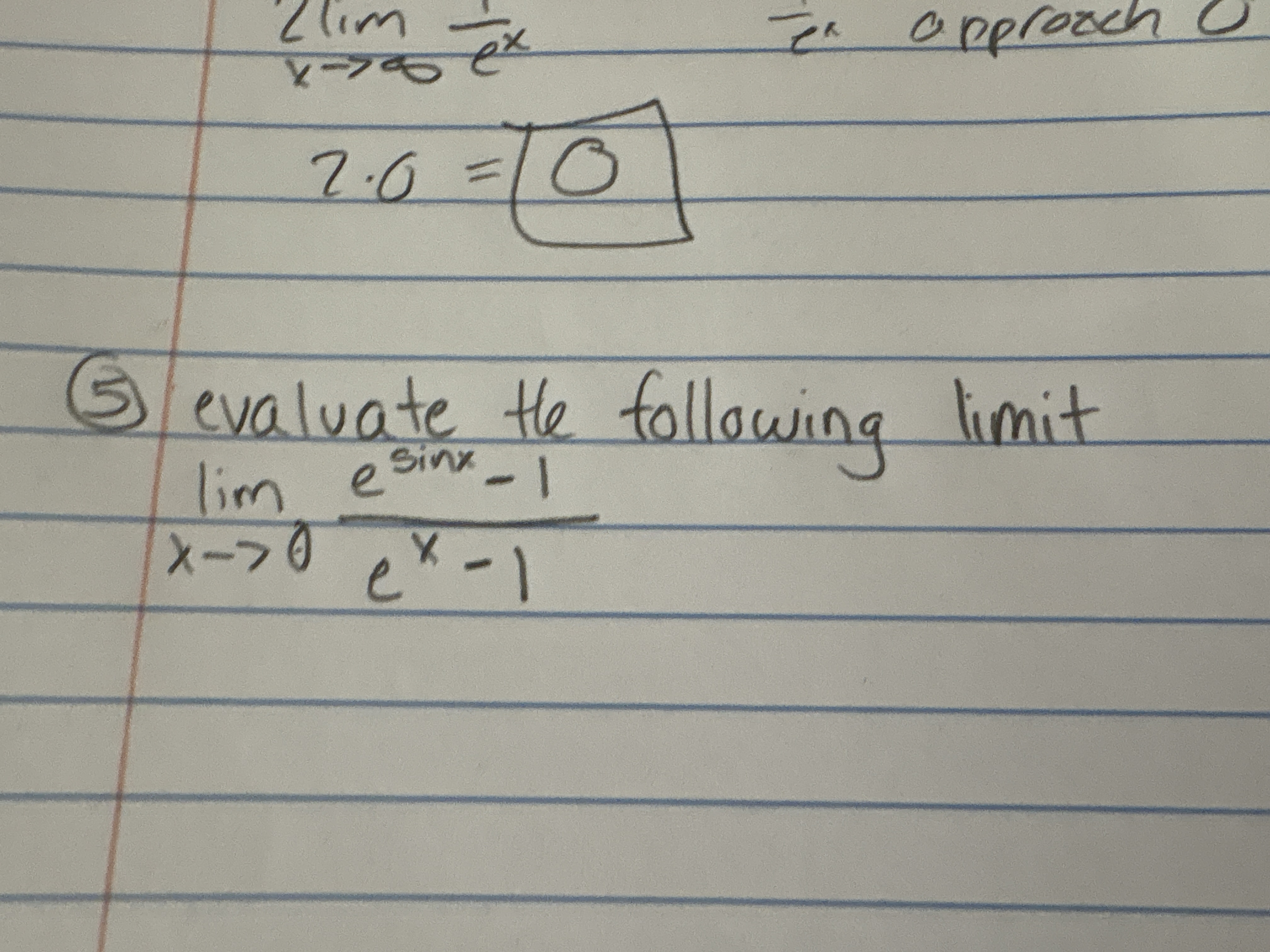 ( 5 ) evaluate the following l i m i t lim x 0 e