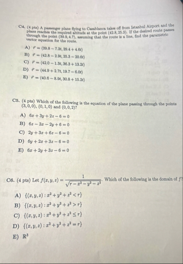 C 4 . ( 4 pta ) A passenger plane fiying to
