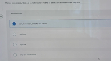 Money market securities are sometimes teferred to