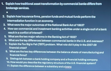 Explain how traditional asset transformation by