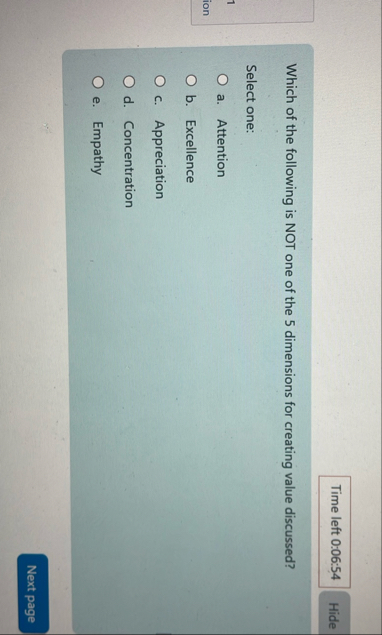 Time left 0 : 0 6 : 5 4 Which of the following is