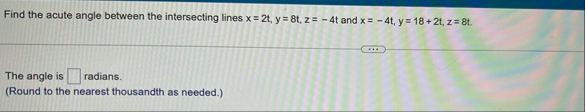 Find the acute angle between the intersecting