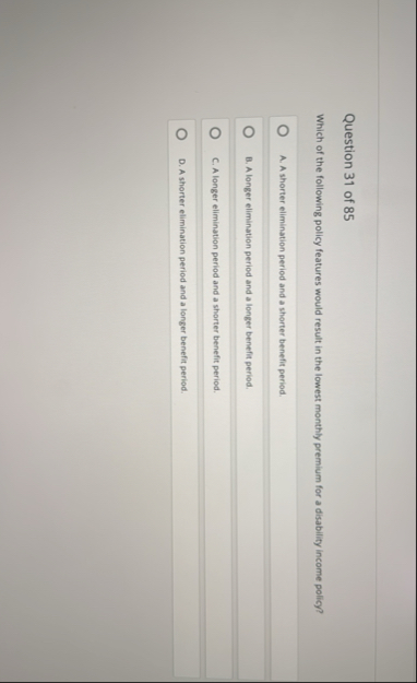 Question 3 1 of 8 5 Which of the following policy